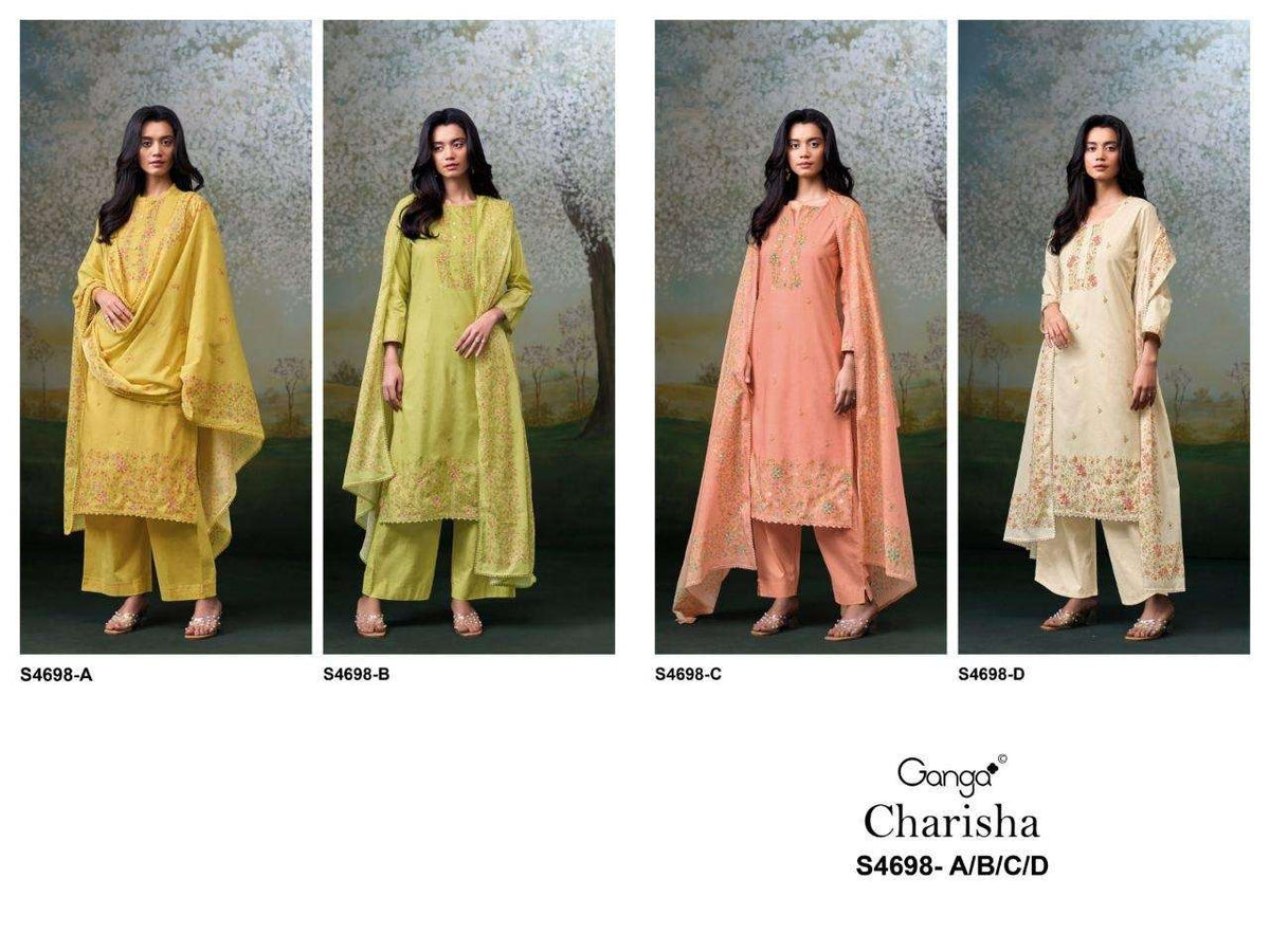 Ganga Fashion Charisha 4698 Premium Cotton Dress Material - Amrah Wholesale