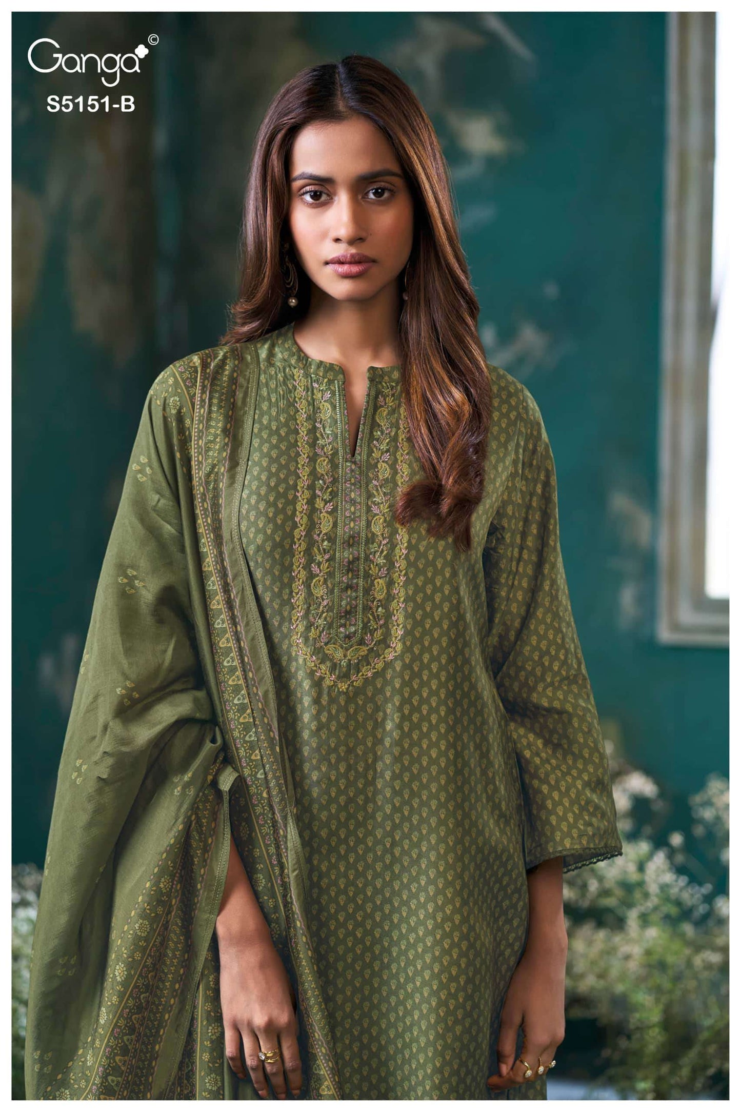 Ganga Fashion Cherika 5151 Bemberg Russian Silk Dress Material