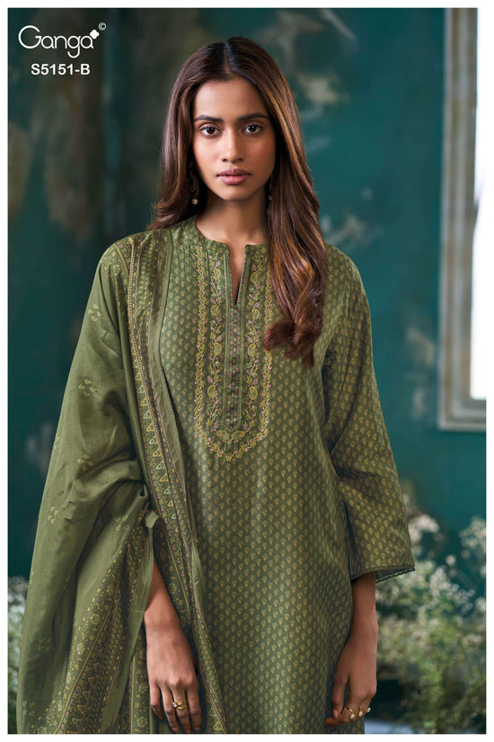 Ganga Fashion Cherika 5151 Bemberg Russian Silk Dress Material