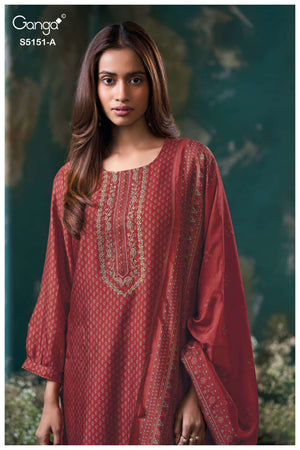 Ganga Fashion Cherika 5151 Bemberg Russian Silk Dress Material