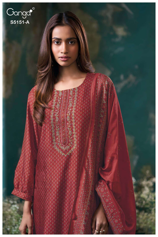 Ganga Fashion Cherika 5151 Bemberg Russian Silk Dress Material