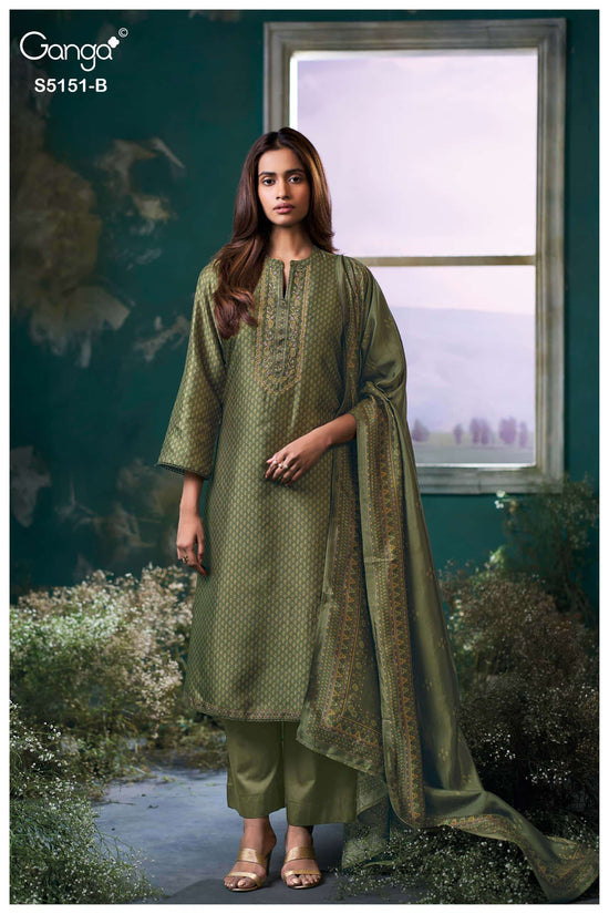 Ganga Fashion Cherika 5151 Bemberg Russian Silk Dress Material