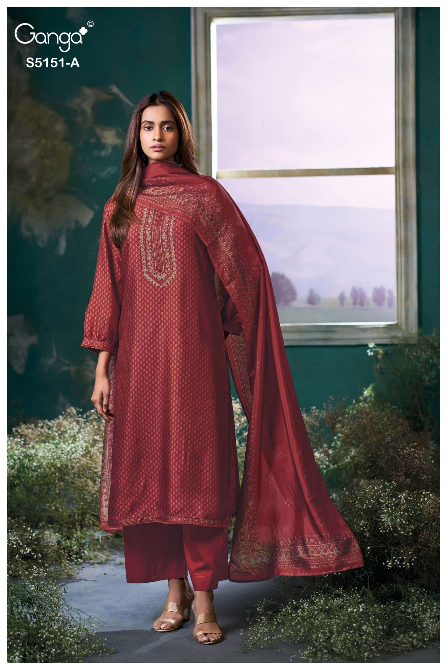 Ganga Fashion Cherika 5151 Bemberg Russian Silk Dress Material