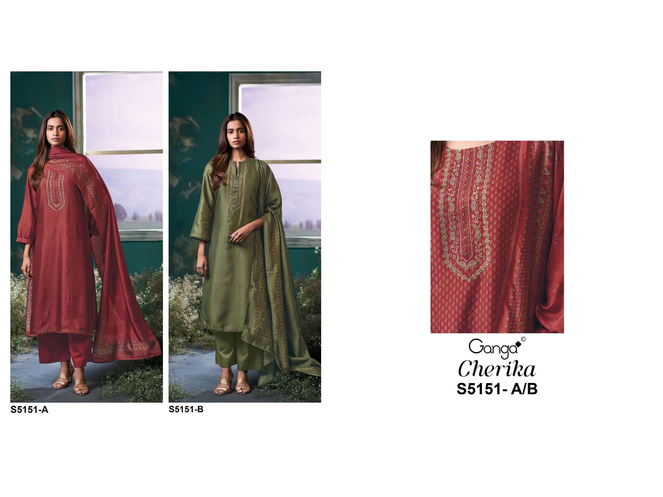 Ganga Fashion Cherika 5151 Bemberg Russian Silk Dress Material