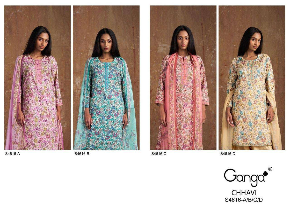 Ganga Fashion Chhavi 4616 Dress Material Wholesale Catalogue - Amrah Wholesale