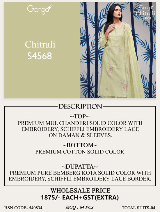 Ganga Fashion Chitrali 4568 Chanderi Salwar Suit Set Wholesale