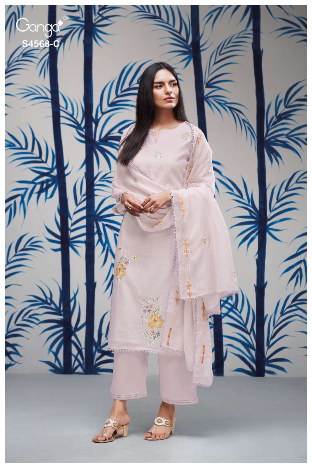 Ganga Fashion Chitrali 4568 Chanderi Salwar Suit Set Wholesale