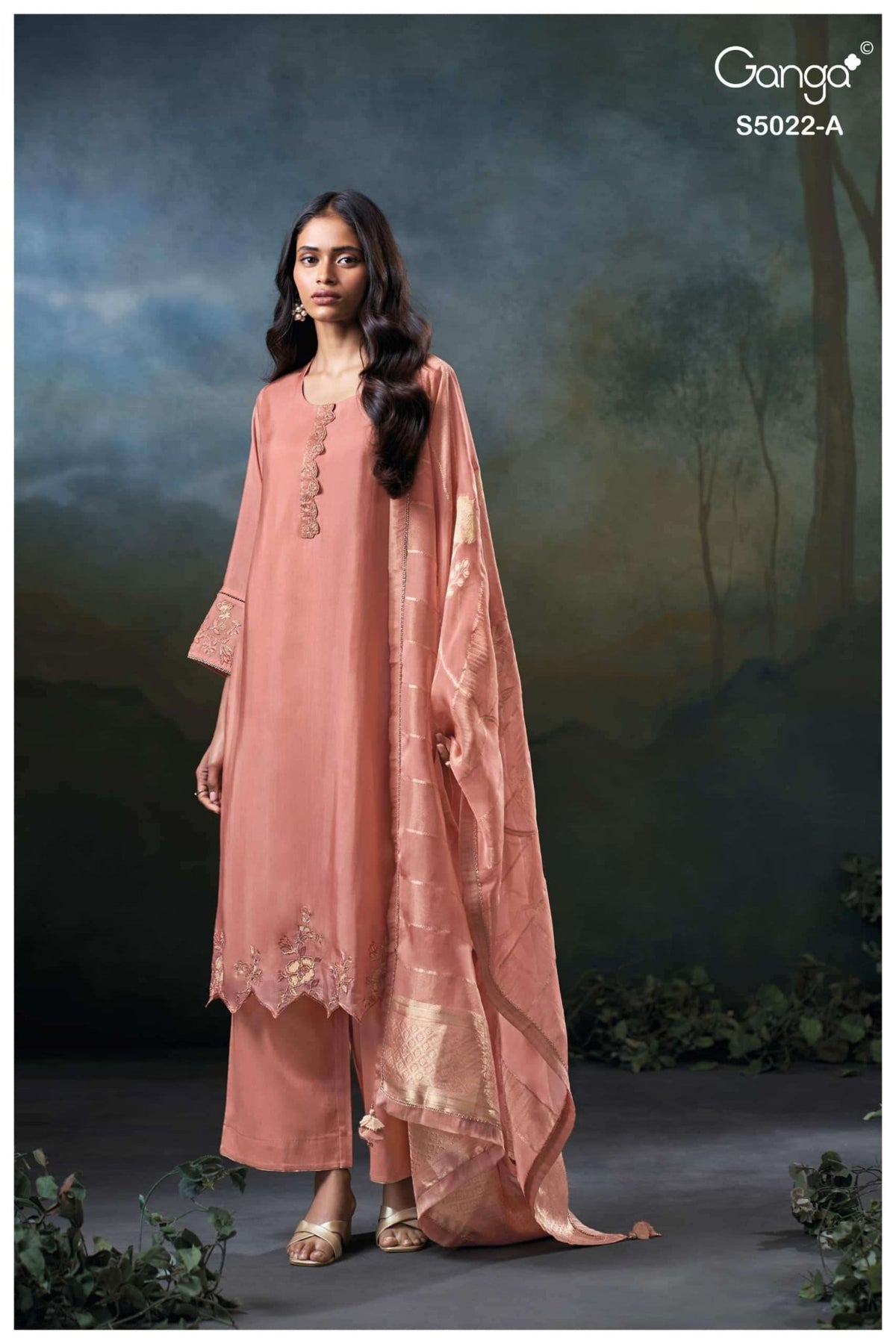 Ganga Fashion Chrysa 5022 Premium Bemberg Silk Embroidered Pakistani Suit - Amrah Wholesale