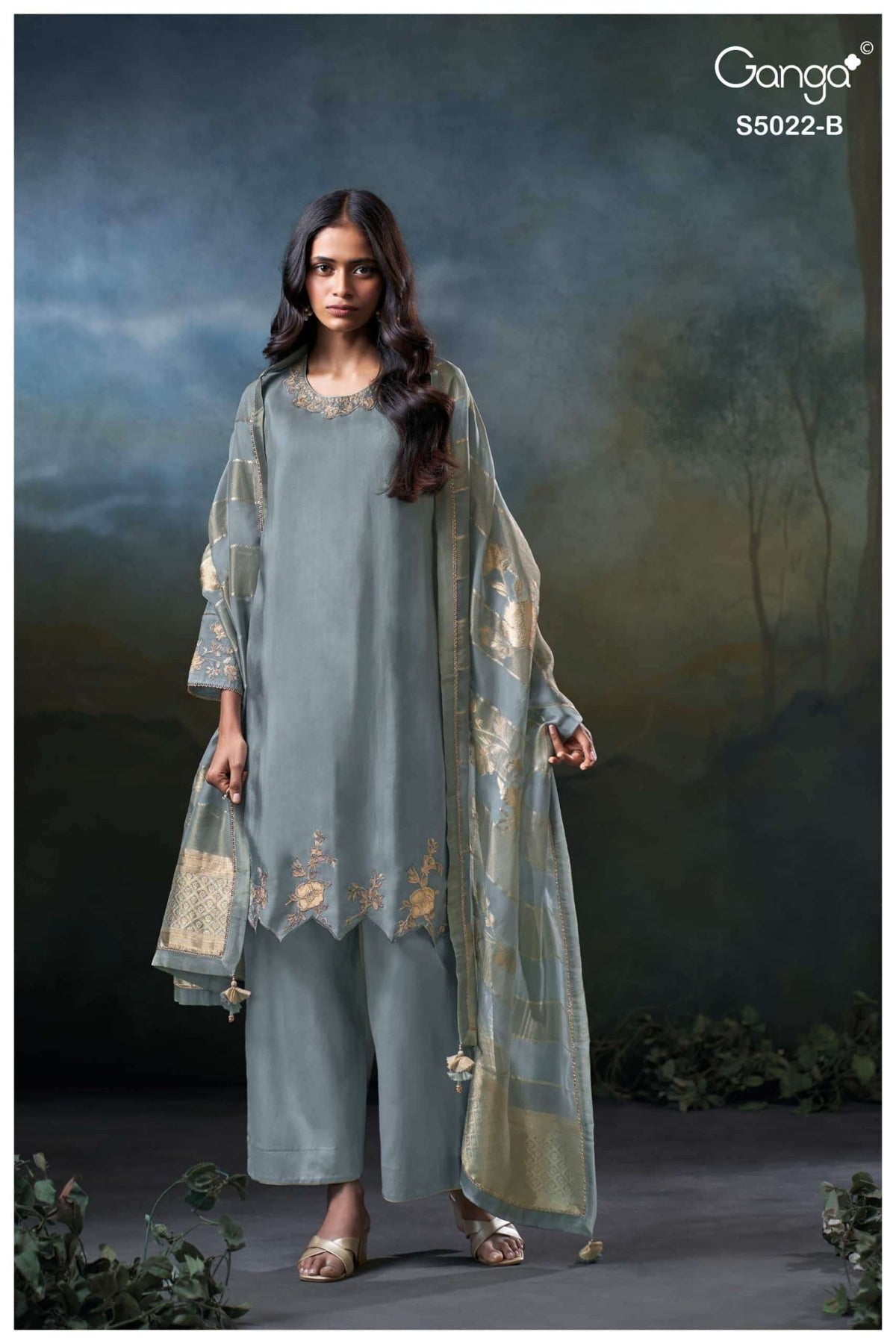 Ganga Fashion Chrysa 5022 Premium Bemberg Silk Embroidered Pakistani Suit - Amrah Wholesale