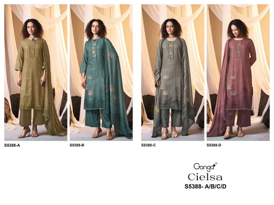 Ganga Fashion Cielsa 5388 Pure Wool Pashmina Dress Material