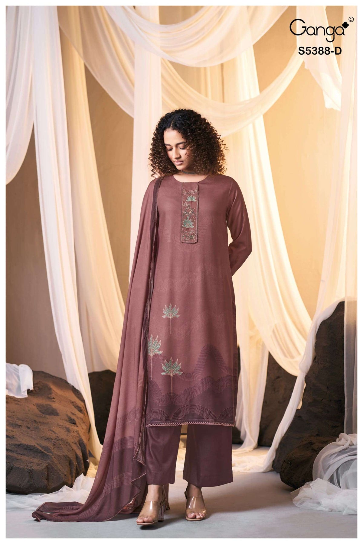 Ganga Fashion Cielsa 5388 Pure Wool Pashmina Dress Material