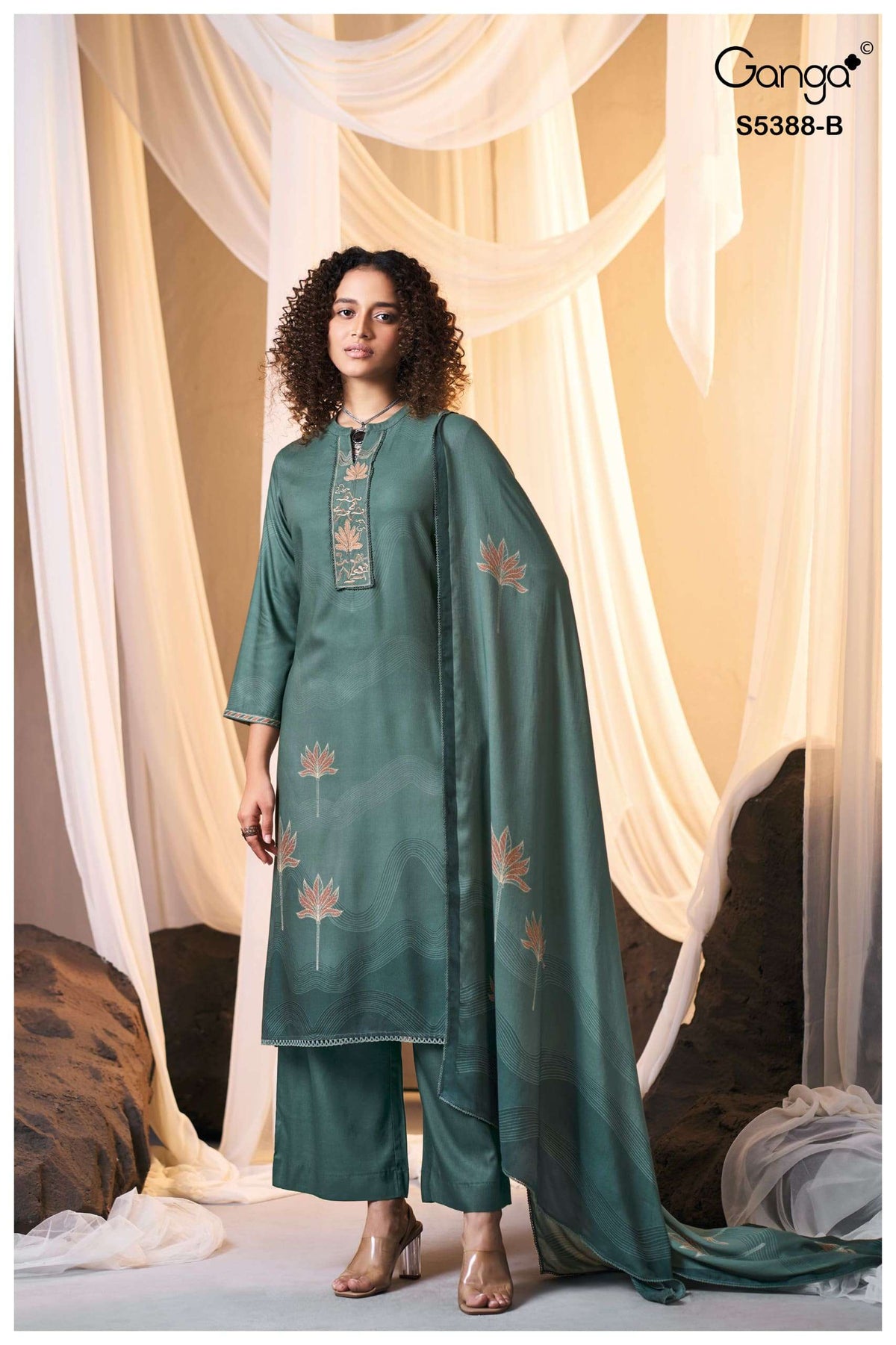 Ganga Fashion Cielsa 5388 Pure Wool Pashmina Dress Material