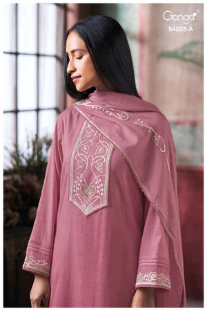 Ganga Fashion Ciraa 4928 Bemberg Mul Embroidered Dress Material