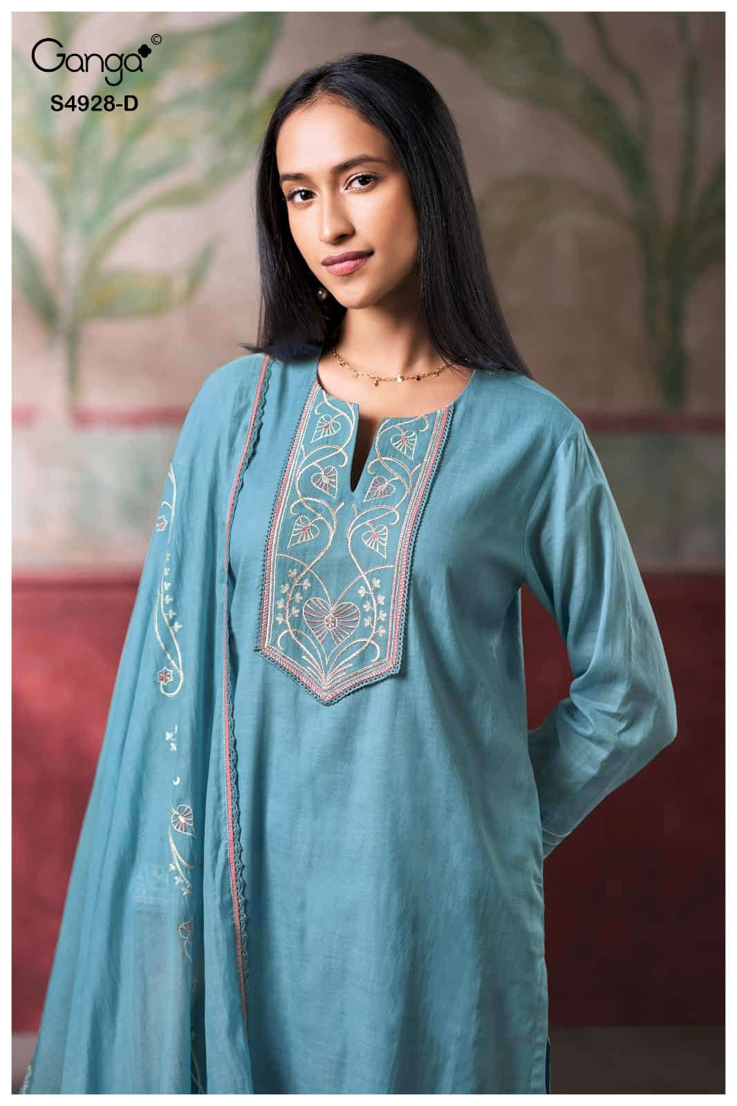 Ganga Fashion Ciraa 4928 Bemberg Mul Embroidered Dress Material - Amrah Wholesale
