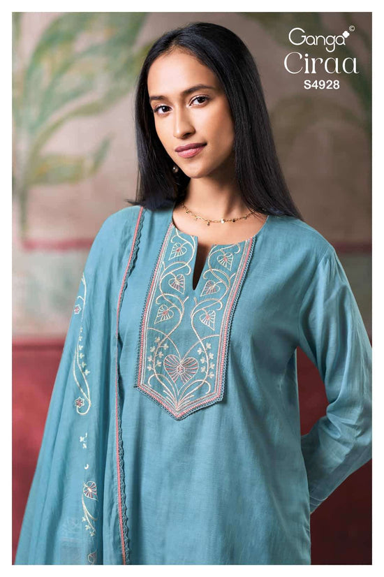 Ganga Fashion Ciraa 4928 Bemberg Mul Embroidered Dress Material - Amrah Wholesale