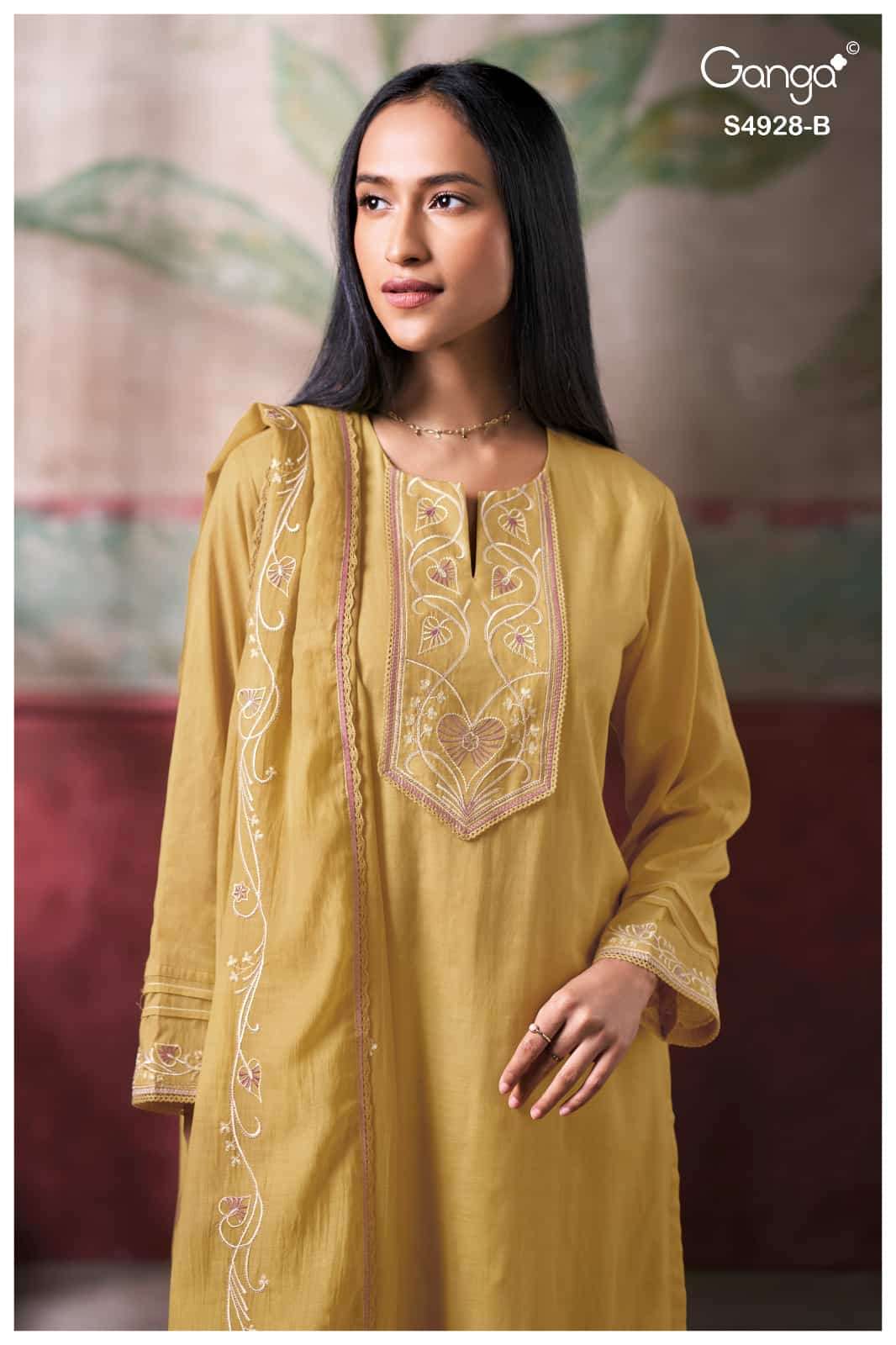 Ganga Fashion Ciraa 4928 Bemberg Mul Embroidered Dress Material - Amrah Wholesale