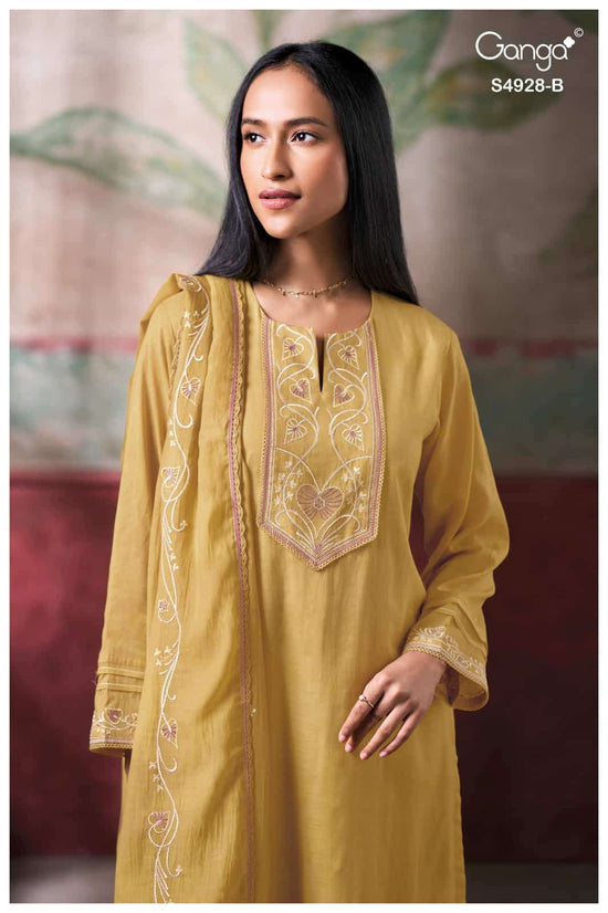 Ganga Fashion Ciraa 4928 Bemberg Mul Embroidered Dress Material - Amrah Wholesale