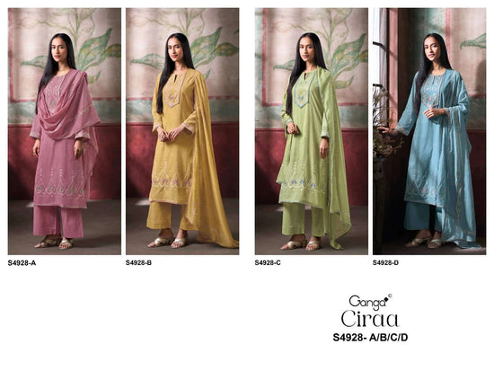 Ganga Fashion Ciraa 4928 Bemberg Mul Embroidered Dress Material - Amrah Wholesale