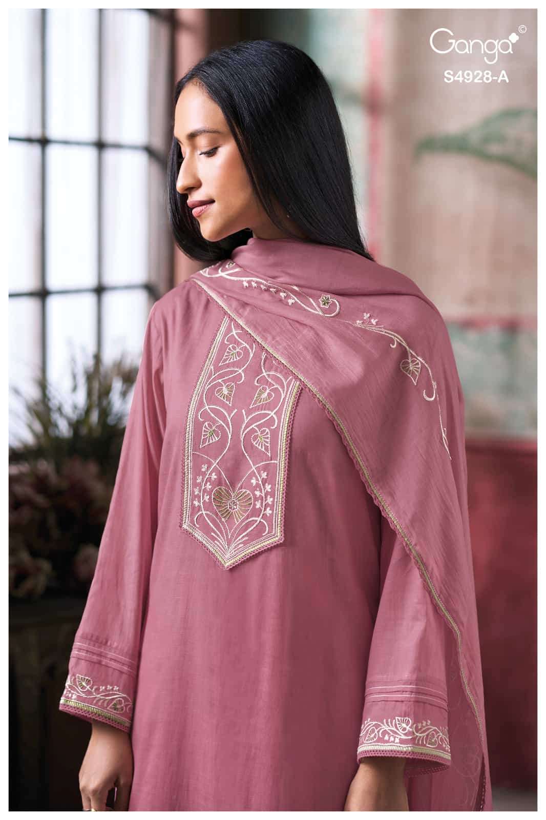 Ganga Fashion Ciraa 4928 Bemberg Mul Embroidered Dress Material - Amrah Wholesale