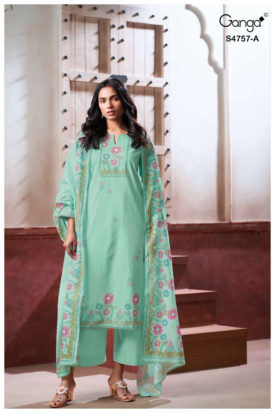 Ganga Fashion Cirelia 4757 Dress Material Wholesale Catalogue - Amrah Wholesale