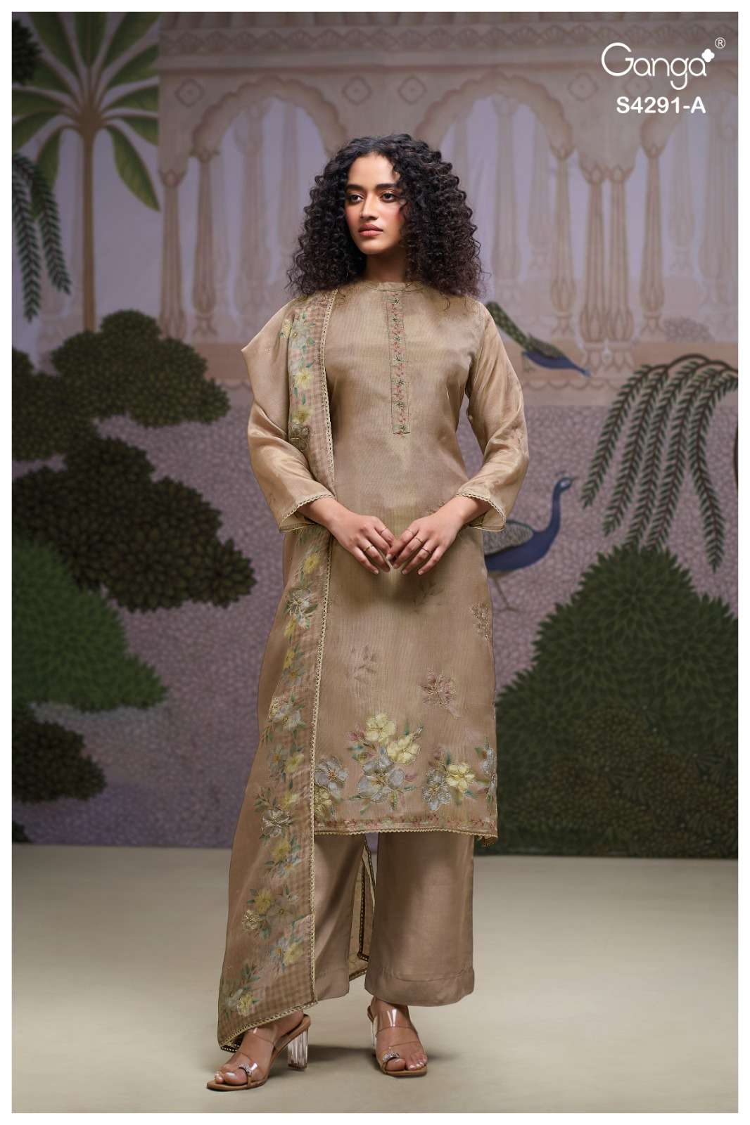 Ganga Fashion Clarae 4291 Pure Bemberg Silk Dress Material - Amrah Wholesale