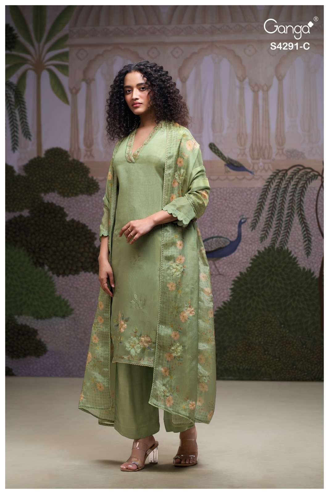 Ganga Fashion Clarae 4291 Pure Bemberg Silk Dress Material - Amrah Wholesale
