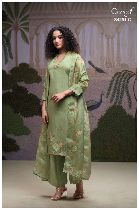 Ganga Fashion Clarae 4291 Pure Bemberg Silk Dress Material - Amrah Wholesale