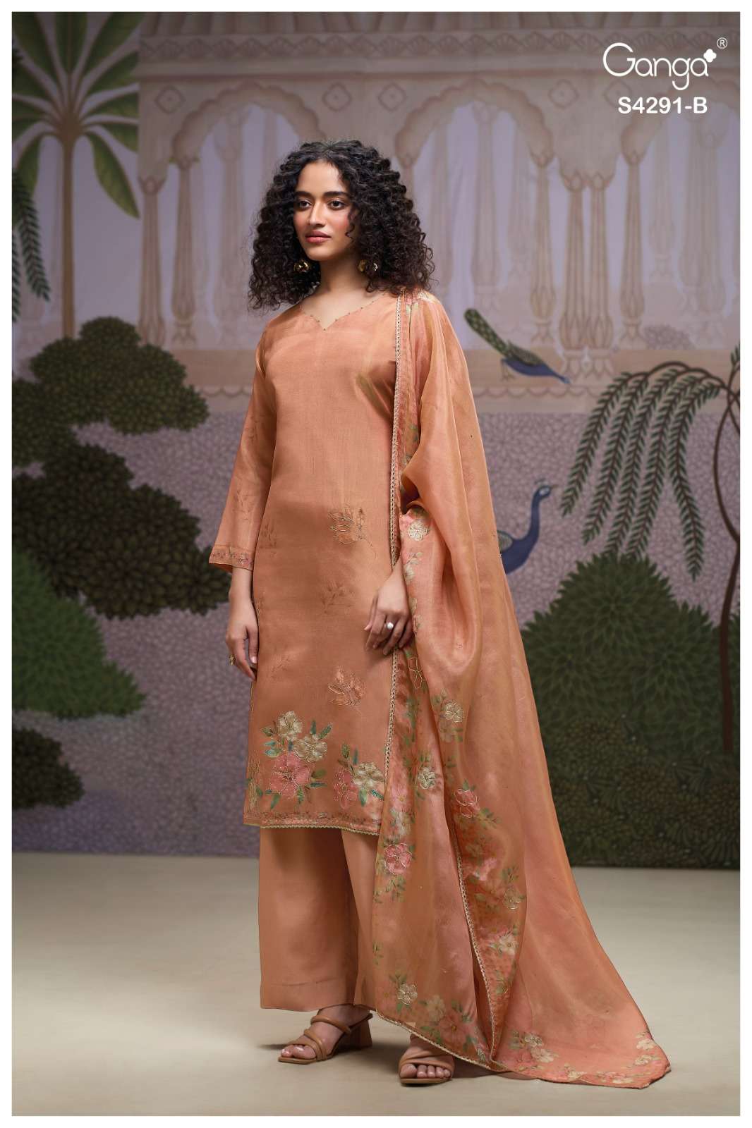 Ganga Fashion Clarae 4291 Pure Bemberg Silk Dress Material - Amrah Wholesale