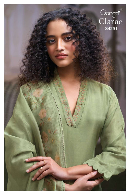 Ganga Fashion Clarae 4291 Pure Bemberg Silk Dress Material - Amrah Wholesale