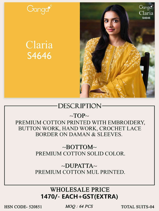 Ganga Fashion Claria 464 Salwar Suit Set Wholesale Catalogue - Amrah Wholesale