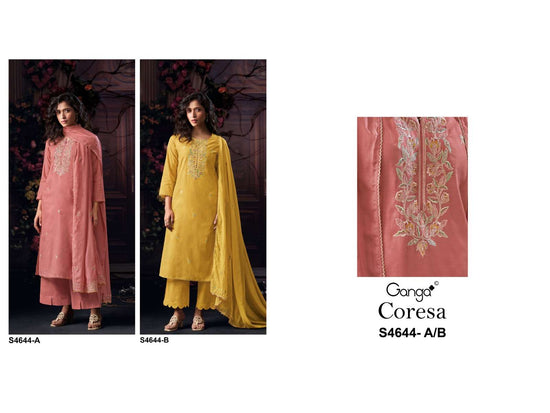 Ganga Fashion Coresa 4644 Dress Material Wholesale Catalogue - Amrah Wholesale