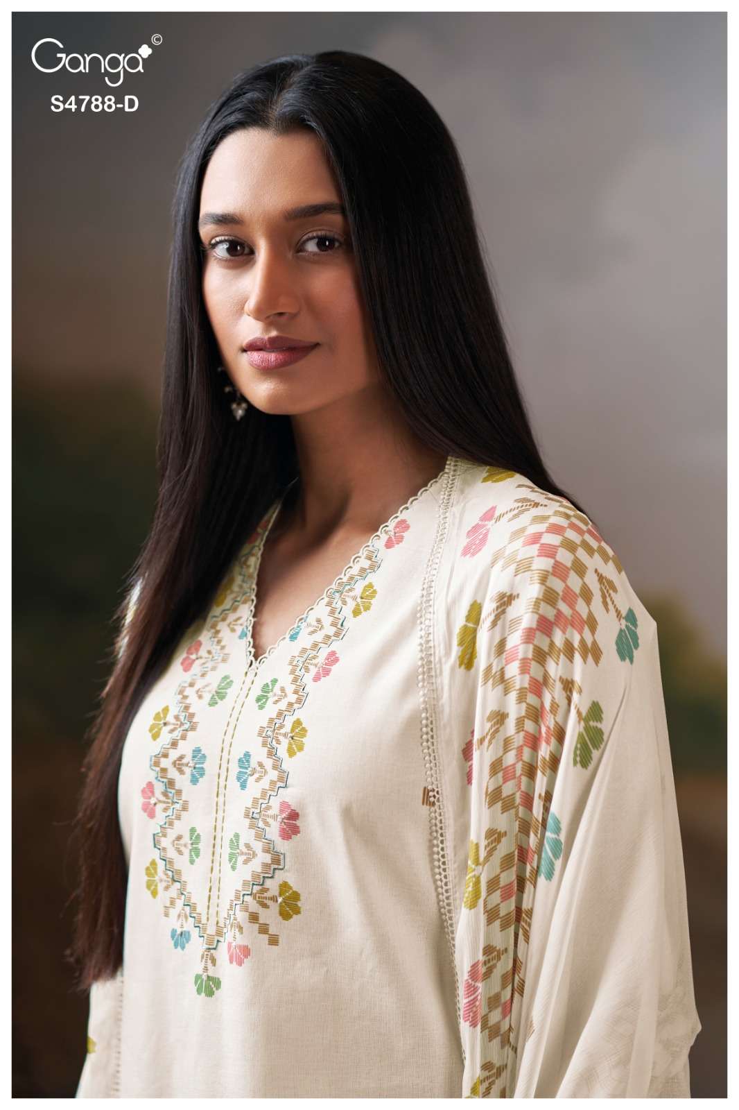 Ganga Fashion Cosima 4799 Premium Organdy Dress Material