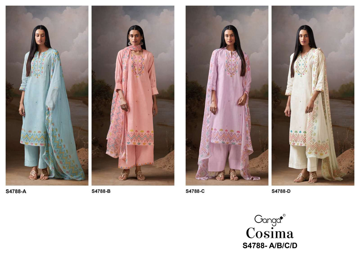 Ganga Fashion Cosima 4799 Premium Organdy Dress Material