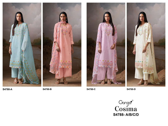 Ganga Fashion Cosima 4799 Premium Organdy Dress Material