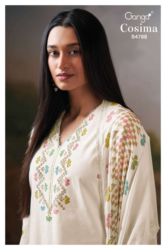 Ganga Fashion Cosima 4799 Premium Organdy Dress Material