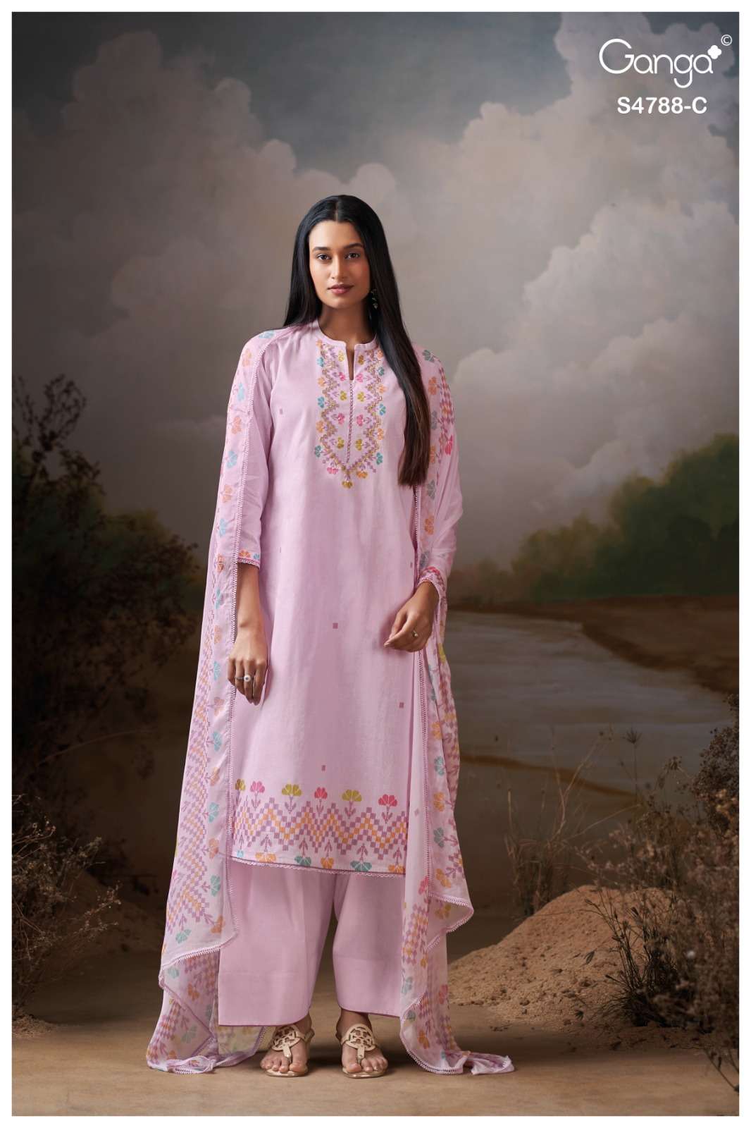 Ganga Fashion Cosima 4799 Premium Organdy Dress Material