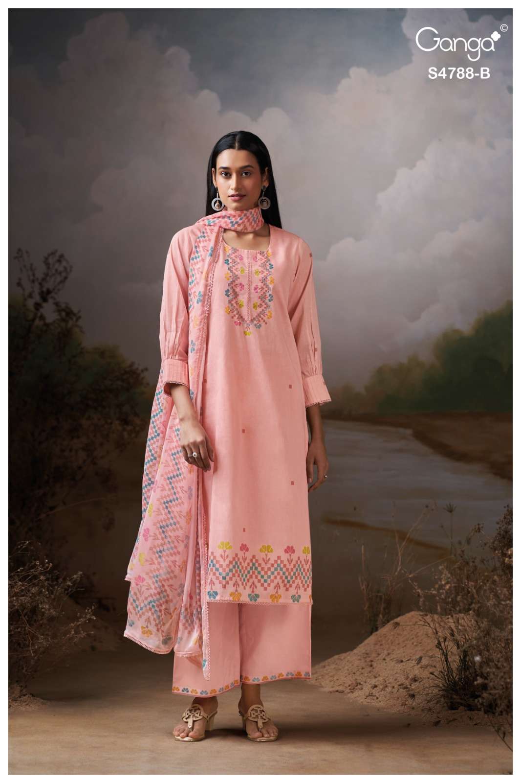 Ganga Fashion Cosima 4799 Premium Organdy Dress Material