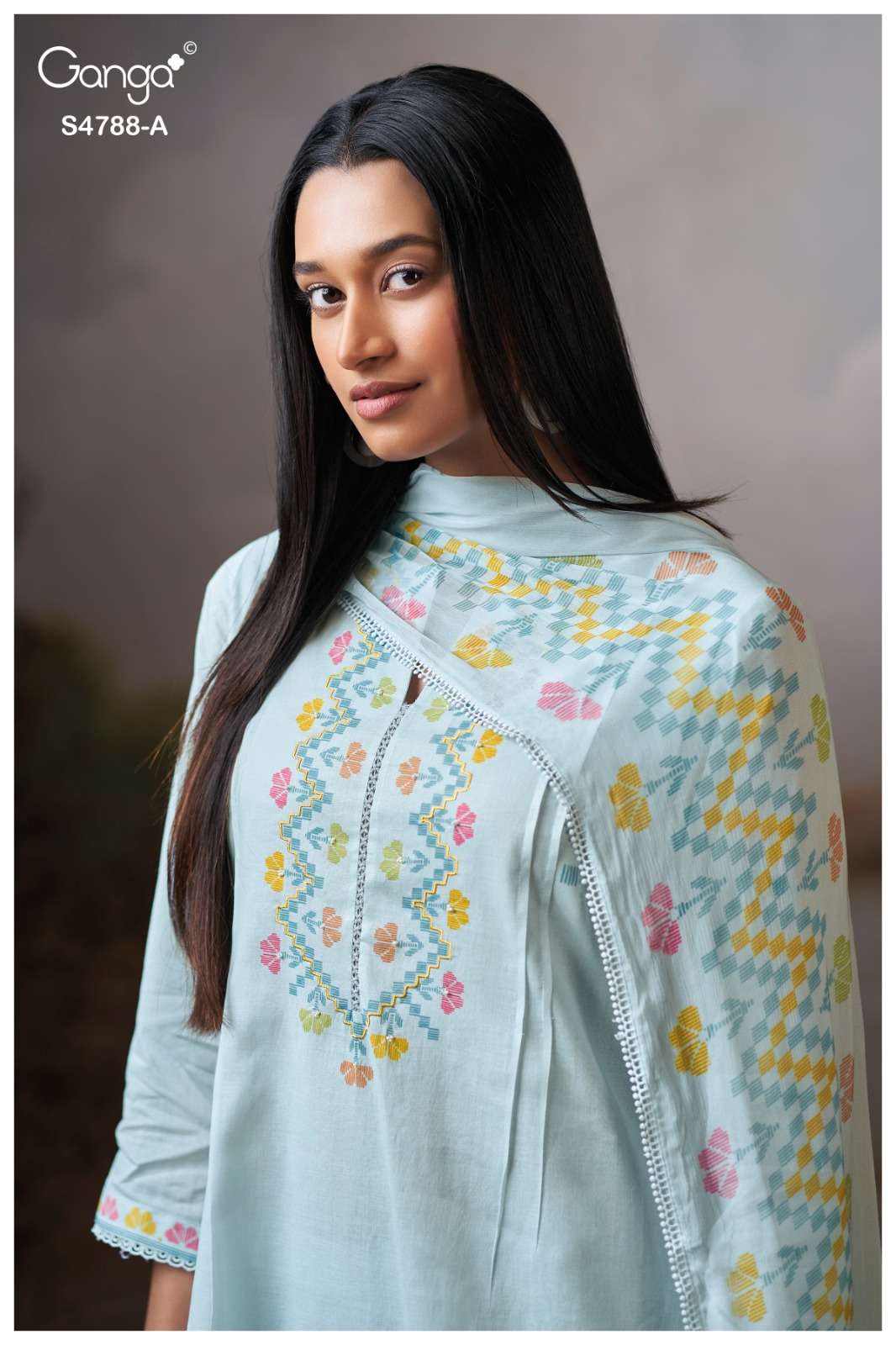 Ganga Fashion Cosima 4799 Premium Organdy Dress Material