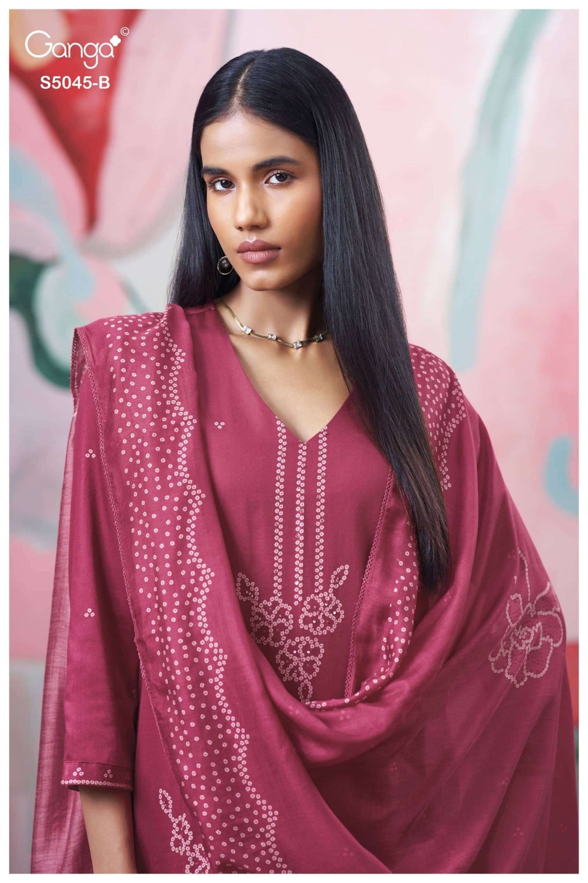 Ganga Fashion Cressa 5045 Premium Cotton Satin Dress Material - Amrah Wholesale