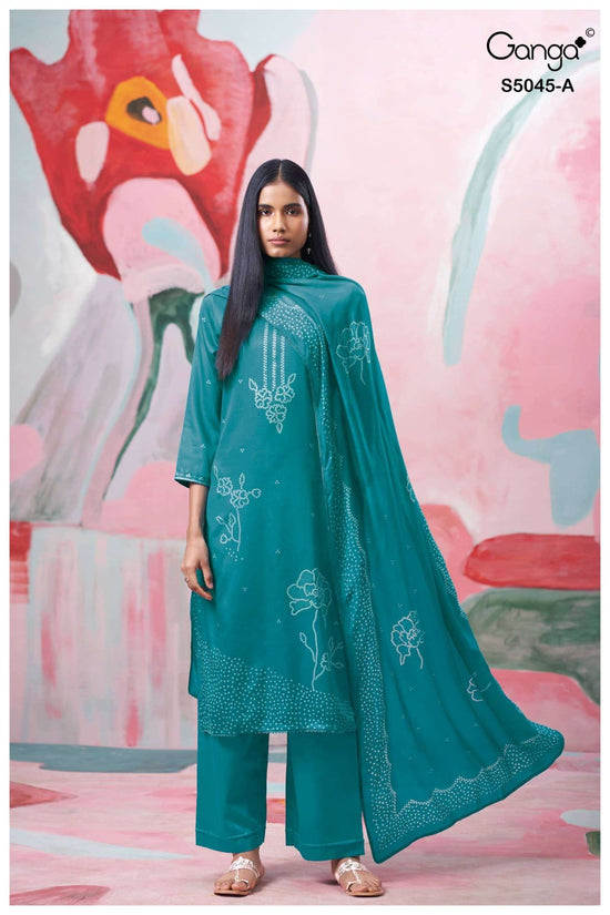 Ganga Fashion Cressa 5045 Premium Cotton Satin Dress Material - Amrah Wholesale