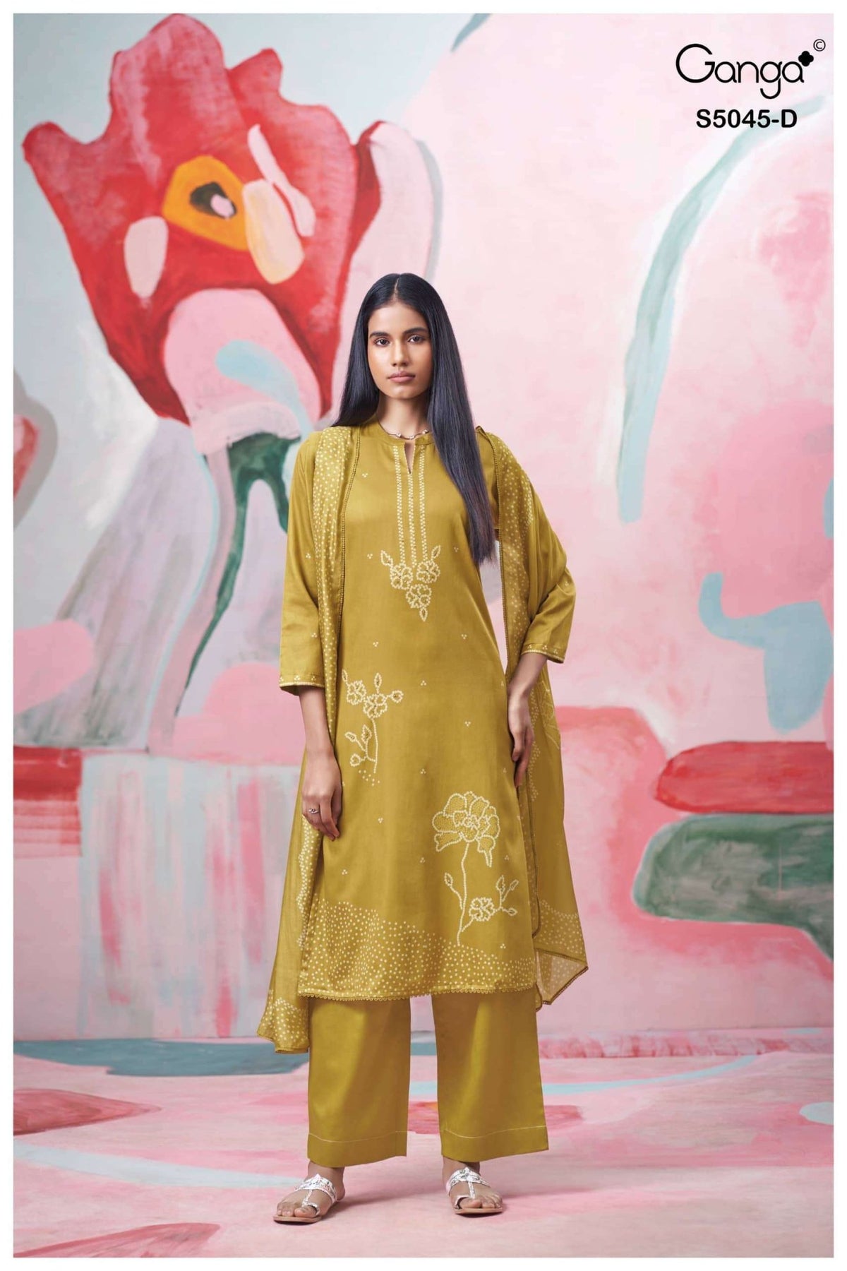 Ganga Fashion Cressa 5045 Premium Cotton Satin Dress Material - Amrah Wholesale