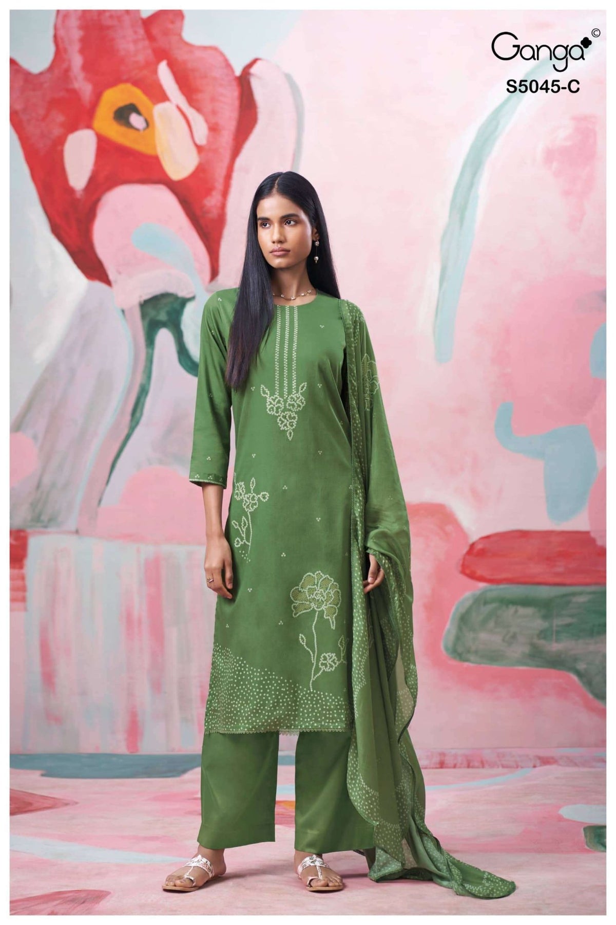 Ganga Fashion Cressa 5045 Premium Cotton Satin Dress Material - Amrah Wholesale