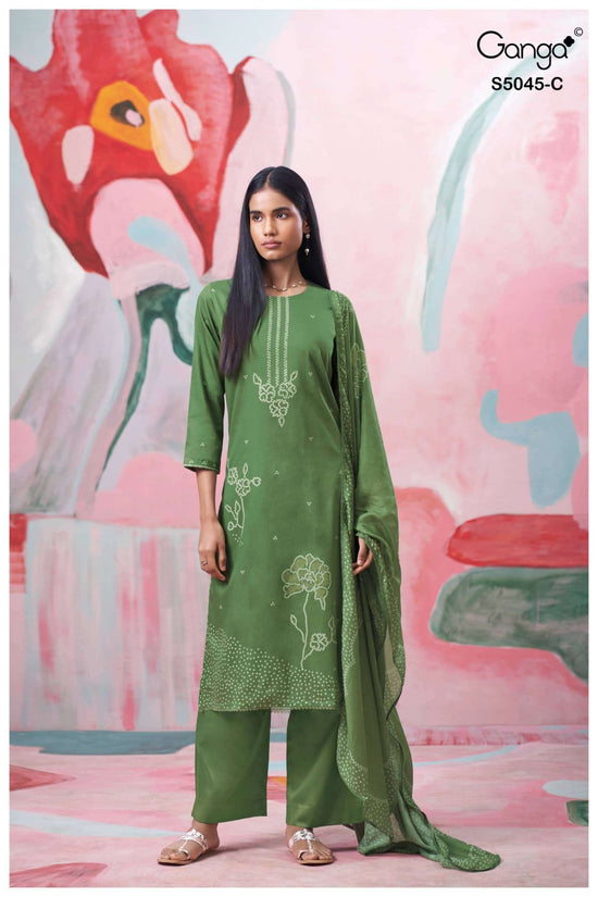 Ganga Fashion Cressa 5045 Premium Cotton Satin Dress Material - Amrah Wholesale