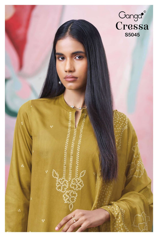 Ganga Fashion Cressa 5045 Premium Cotton Satin Dress Material - Amrah Wholesale