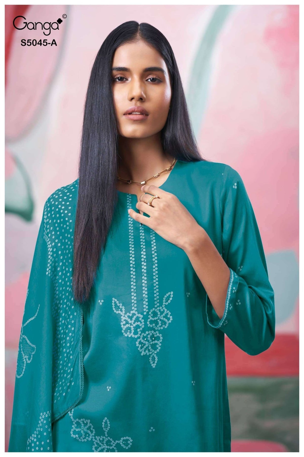 Ganga Fashion Cressa 5045 Premium Cotton Satin Dress Material - Amrah Wholesale