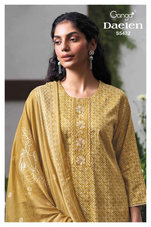 Ganga Fashion Daelen 5432 Pure Wool Pashmina Embroidered Suit - Amrah Wholesale
