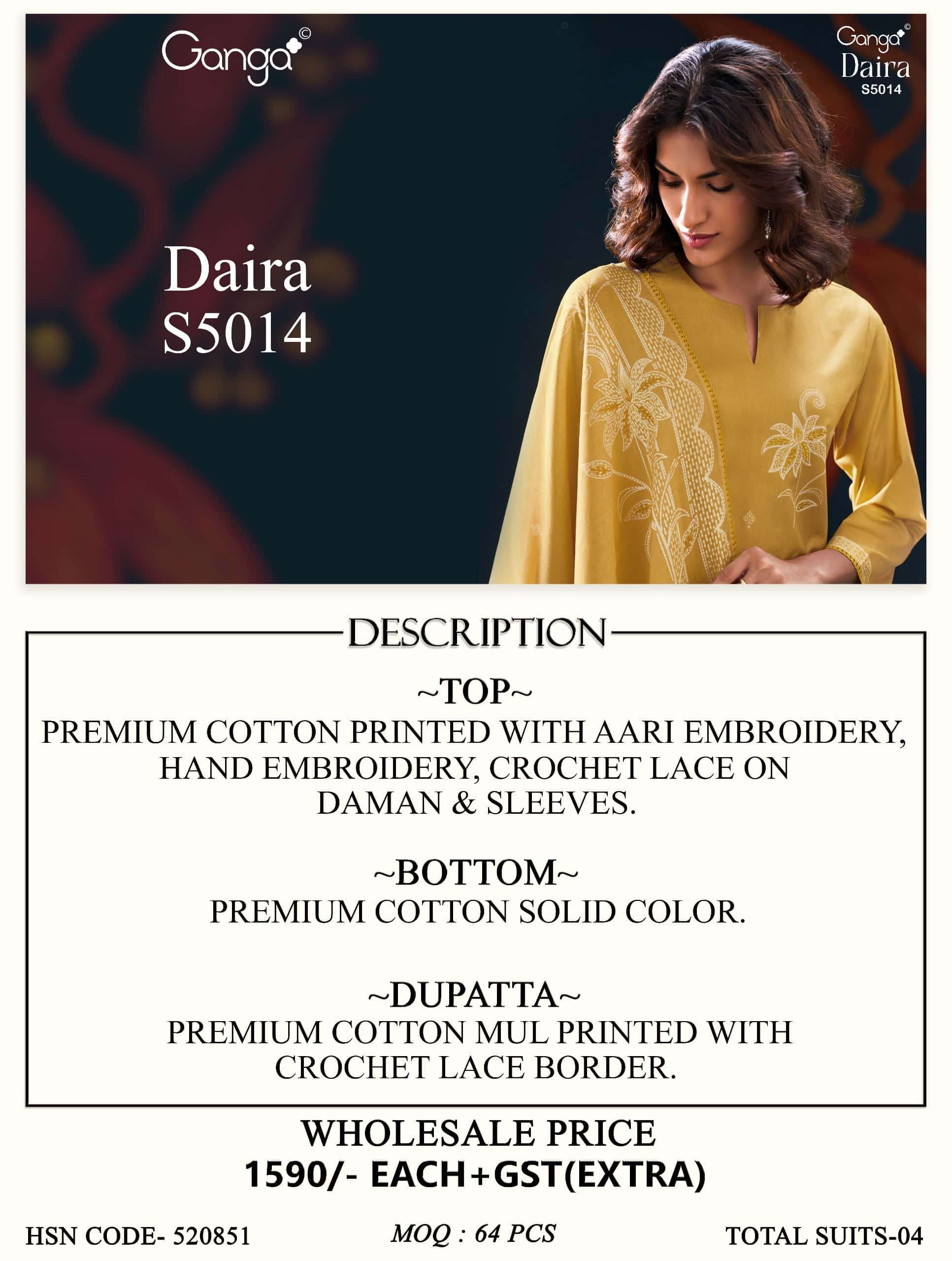Ganga Fashion Daira 5014 Premium Cotton Dress Material