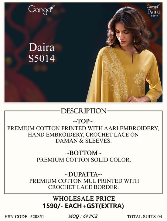 Ganga Fashion Daira 5014 Premium Cotton Dress Material