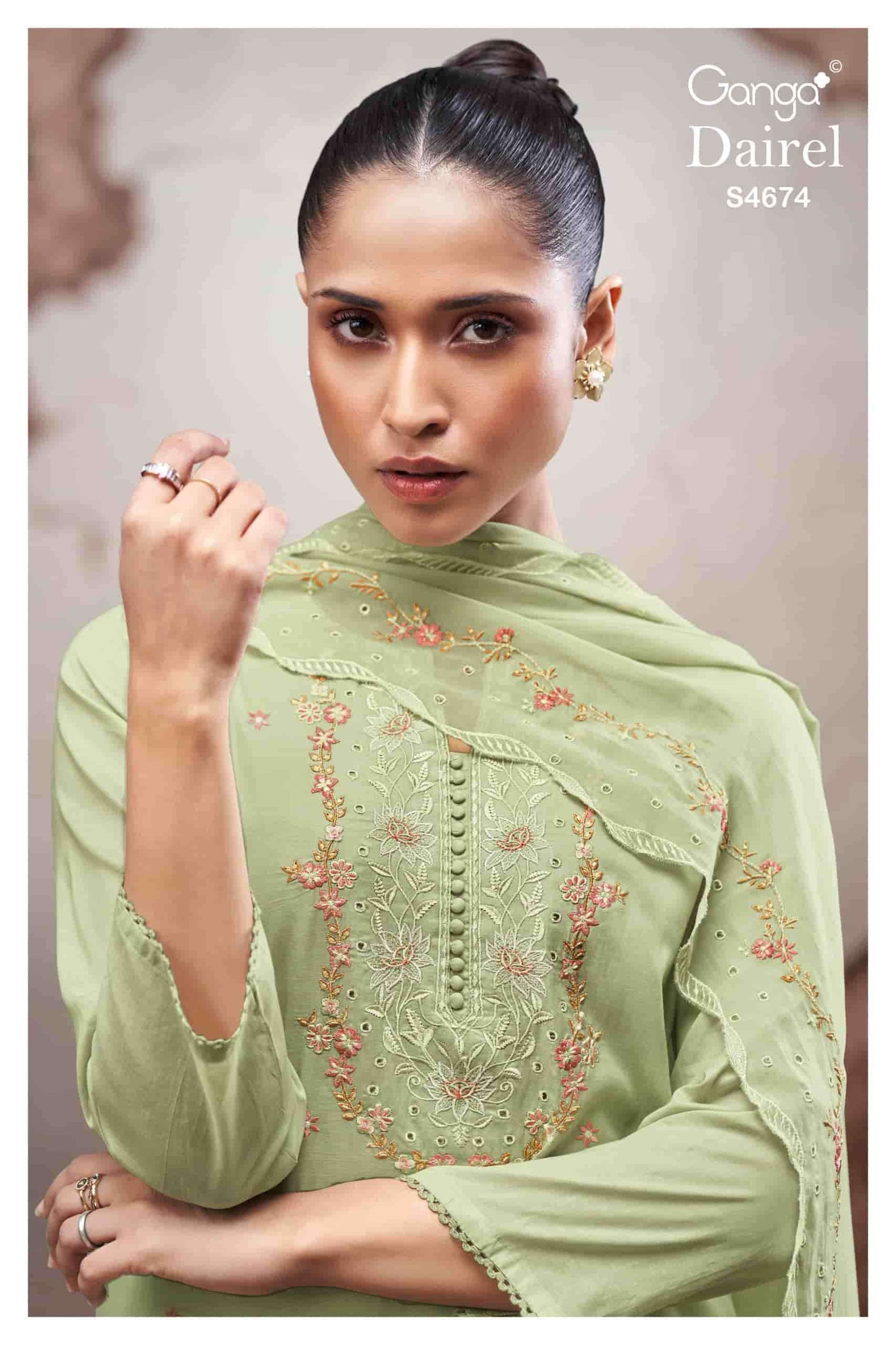 Ganga Fashion Dairel 4674 Bemberg Mul Dress Material Wholesale - Amrah Wholesale