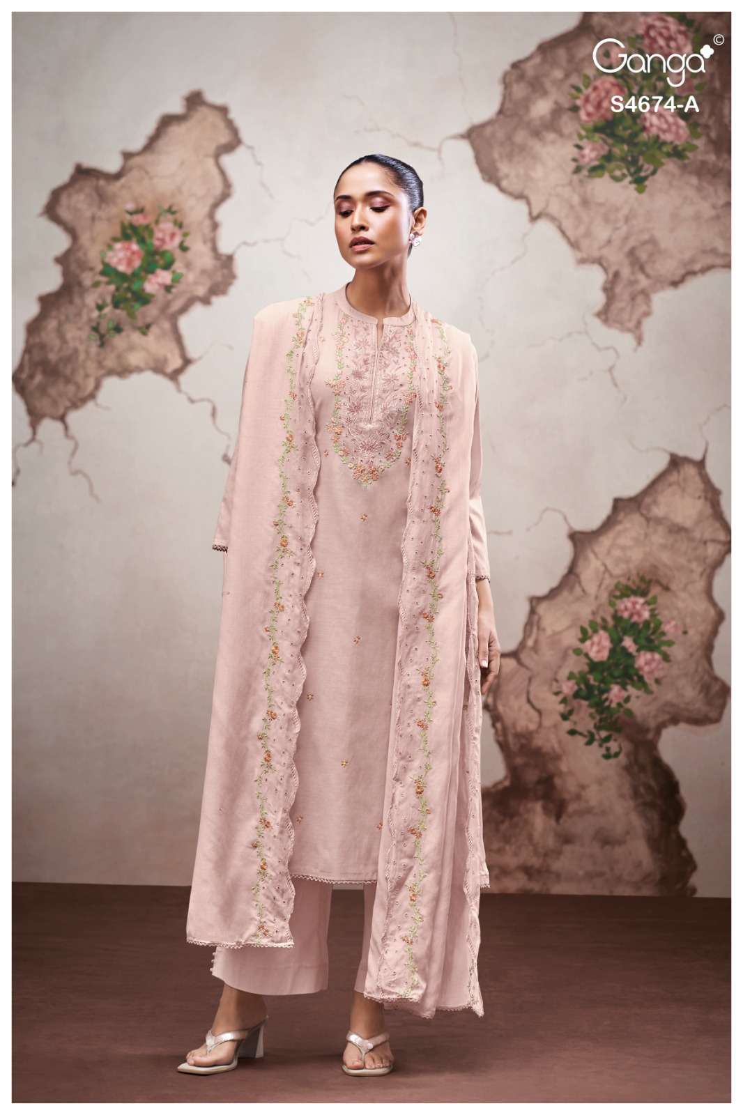 Ganga Fashion Dairel 4674 Bemberg Mul Dress Material Wholesale - Amrah Wholesale